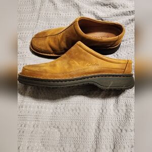 Clarks 32385 Mule Clog Split Toe Slip On Shoes Brown Leather Men's Size 11 M